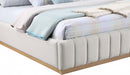 Lucia Linen Textured Fabric King Bed Cream - LuciaCream-K