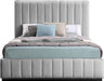 Lucia Linen Textured Fabric Queen Bed Grey - LuciaGrey-Q