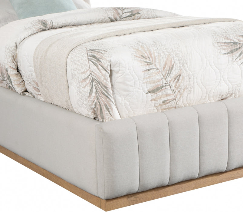 Lucia Linen Textured Fabric Twin Bed Cream - LuciaCream-T