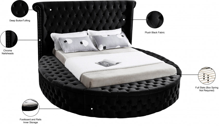 Luxus Velvet Full Bed (3 Boxes) Black - LuxusBlack-F