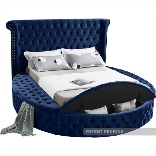 Luxus Velvet Full Bed (3 Boxes) Blue - LuxusNavy-F