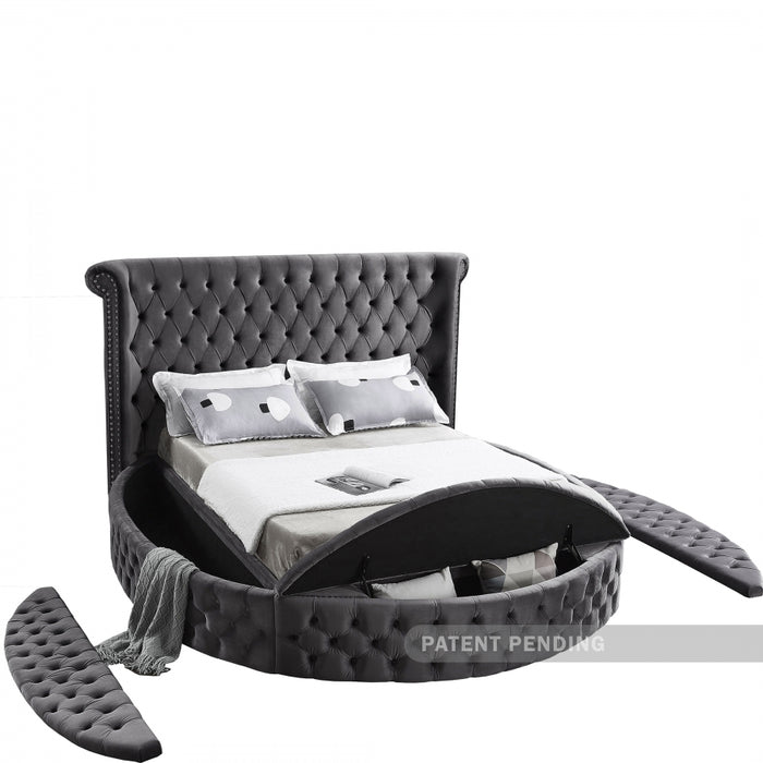 Luxus Velvet Full Bed (3 Boxes) Grey - LuxusGrey-F