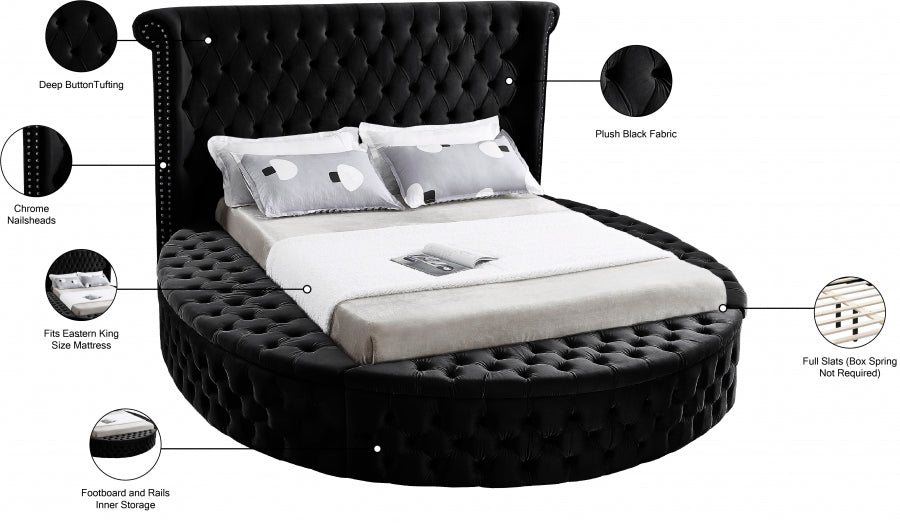 Luxus Velvet King Bed (3 Boxes) Black - LuxusBlack-K