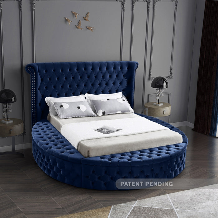 Luxus Velvet King Bed (3 Boxes) Blue - LuxusNavy-K