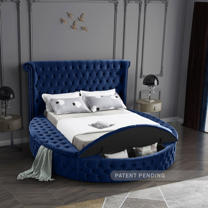 Luxus Velvet King Bed (3 Boxes) Blue - LuxusNavy-K