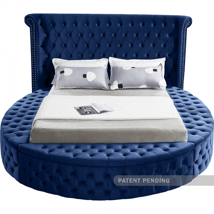 Luxus Velvet King Bed (3 Boxes) Blue - LuxusNavy-K