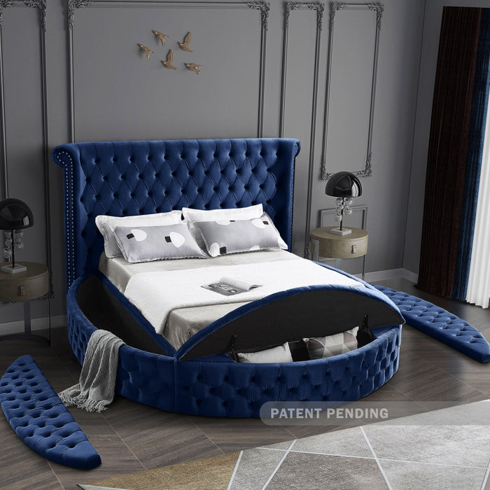 Luxus Velvet King Bed (3 Boxes) Blue - LuxusNavy-K