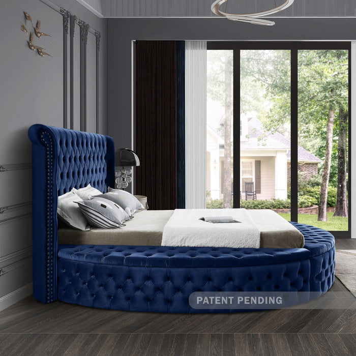 Luxus Velvet King Bed (3 Boxes) Blue - LuxusNavy-K