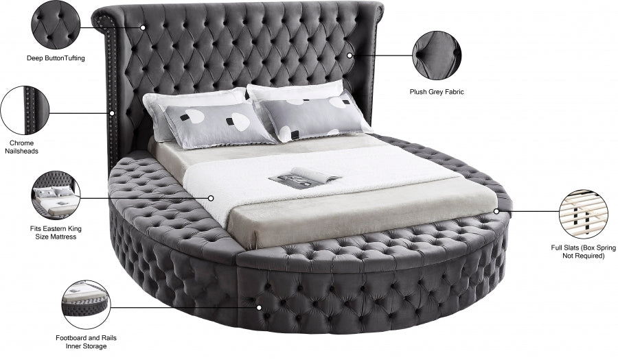 Luxus Velvet King Bed (3 Boxes) Grey - LuxusGrey-K