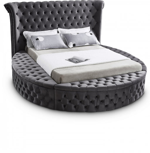 Luxus Velvet King Bed (3 Boxes) Grey - LuxusGrey-K