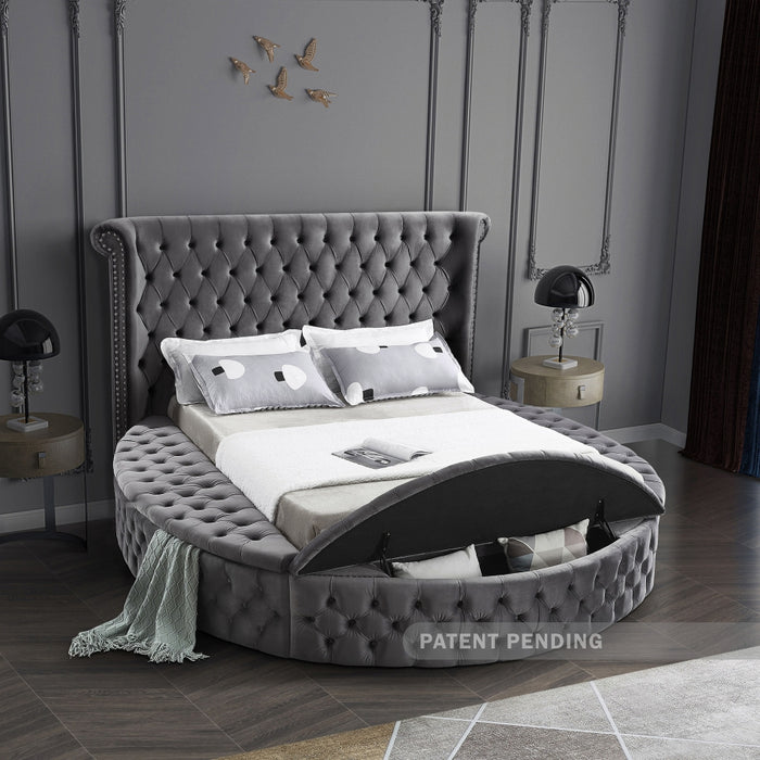 Luxus Velvet King Bed (3 Boxes) Grey - LuxusGrey-K