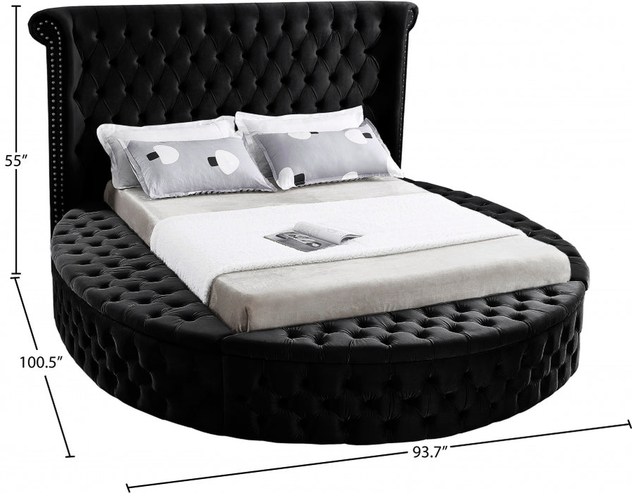 Luxus Velvet Queen Bed (3 Boxes) Black - LuxusBlack-Q