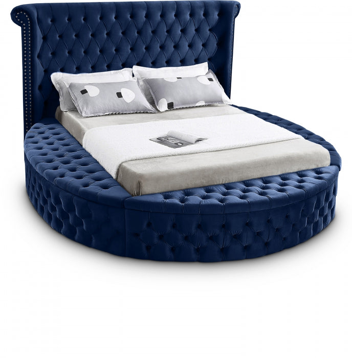 Luxus Velvet Queen Bed (3 Boxes) Blue - LuxusNavy-Q