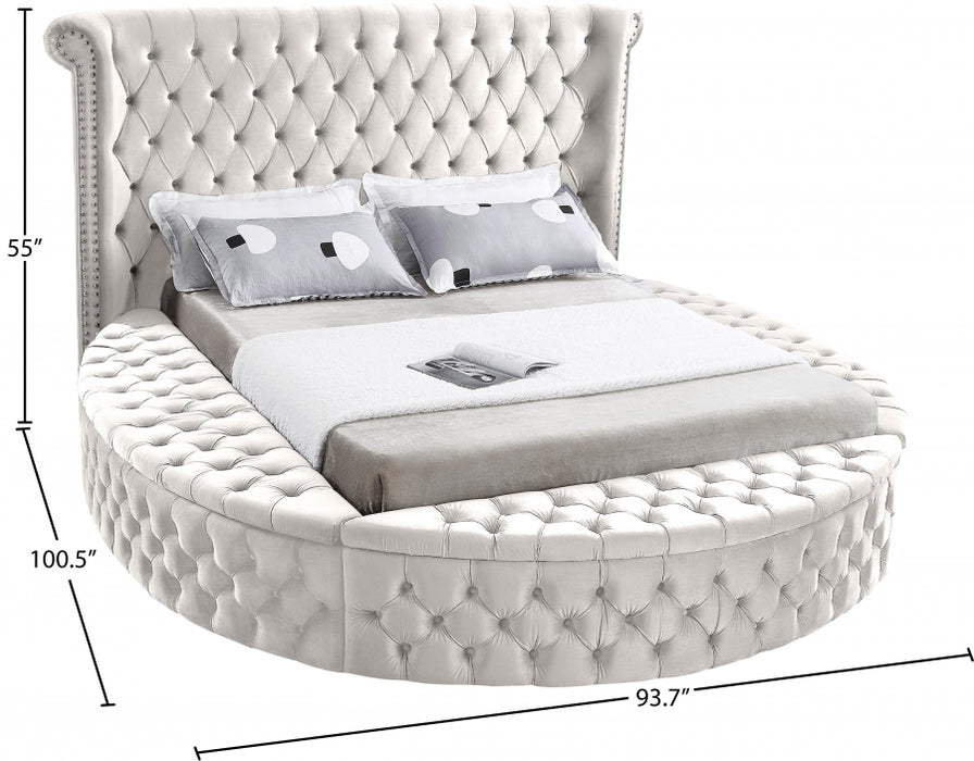 Luxus Velvet Queen Bed (3 Boxes) Cream - LuxusCream-Q