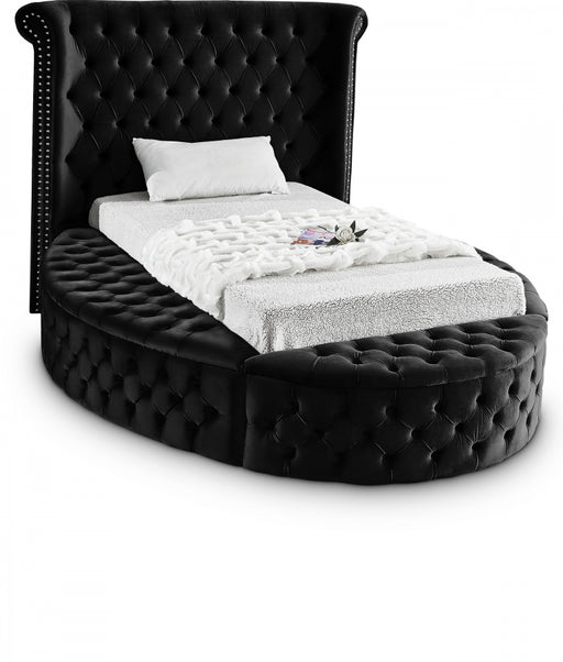 Luxus Velvet Twin Bed (3 Boxes) Black - LuxusBlack-T