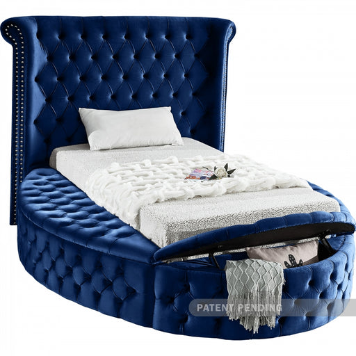 Luxus Velvet Twin Bed (3 Boxes) Blue - LuxusNavy-T