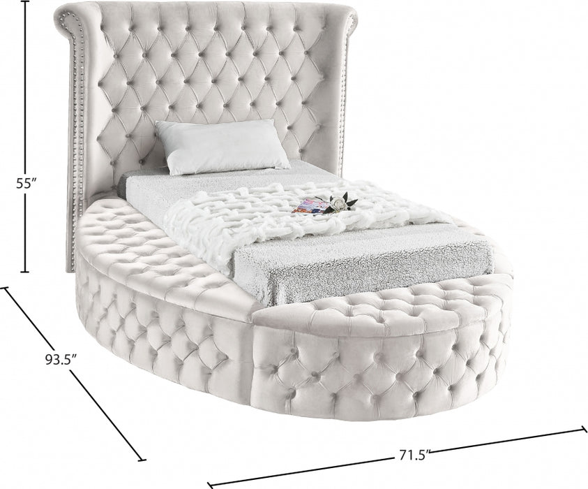 Luxus Velvet Twin Bed (3 Boxes) Cream - LuxusCream-T