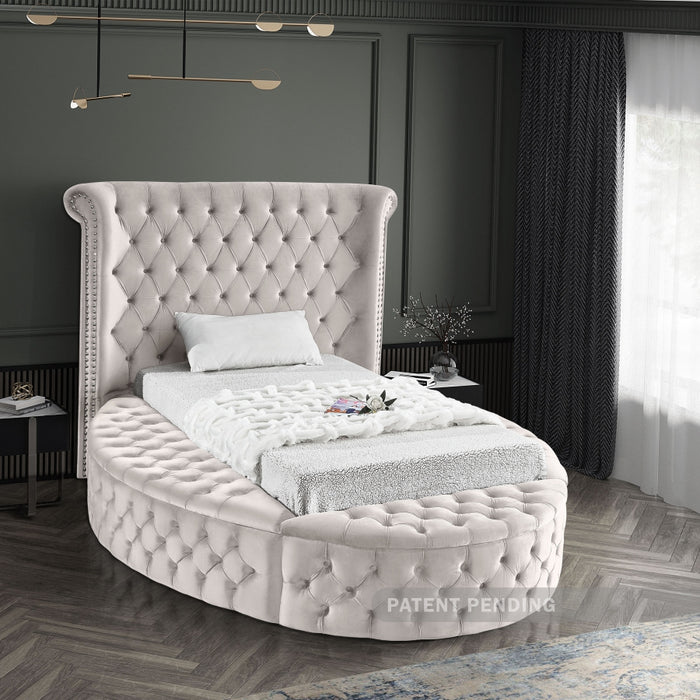 Luxus Velvet Twin Bed (3 Boxes) Cream - LuxusCream-T