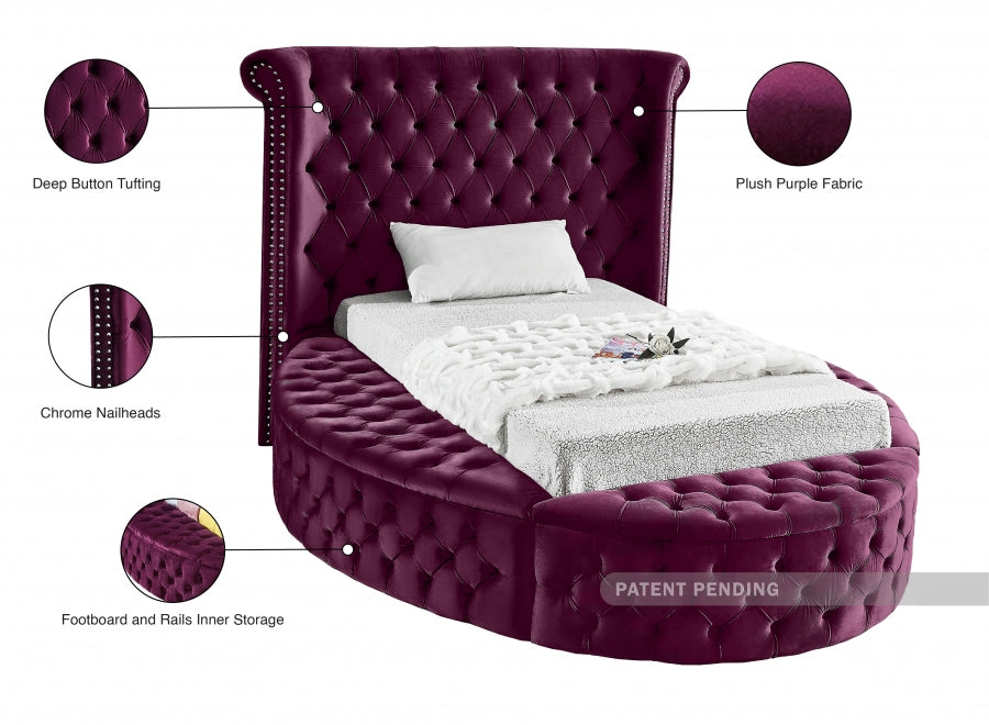 Luxus Velvet Twin Bed Purple - LuxusPurple-T