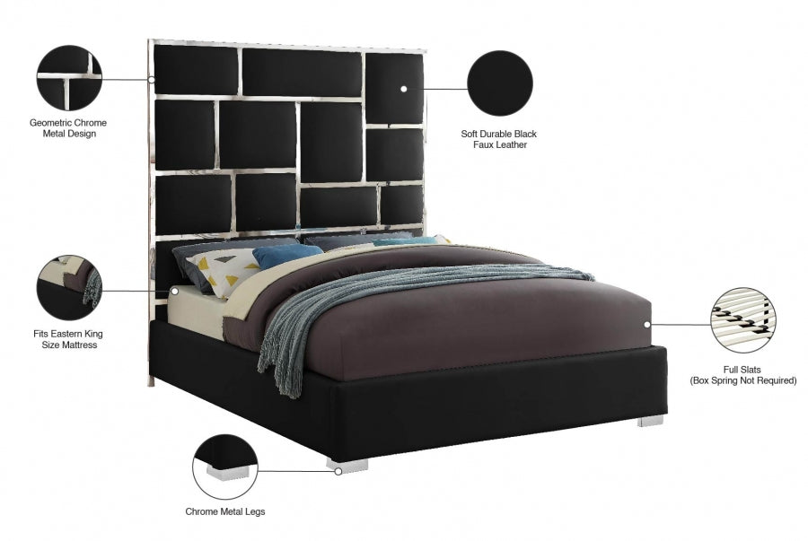 Milan Vegan Leather King Bed Black - MilanBlack-K