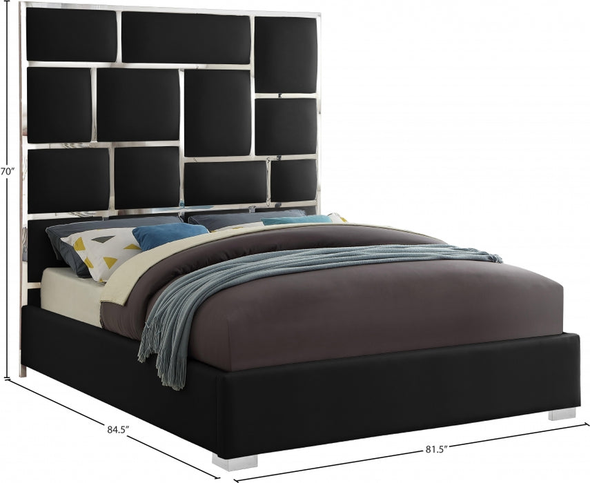 Milan Vegan Leather King Bed Black - MilanBlack-K