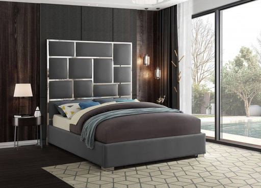 Milan Vegan Leather King Bed Grey - MilanGrey-K