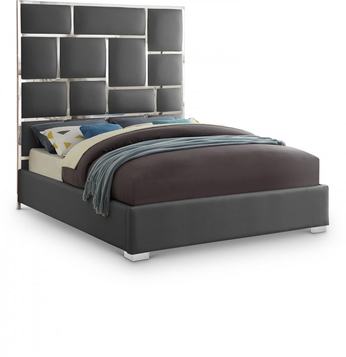 Milan Vegan Leather King Bed Grey - MilanGrey-K