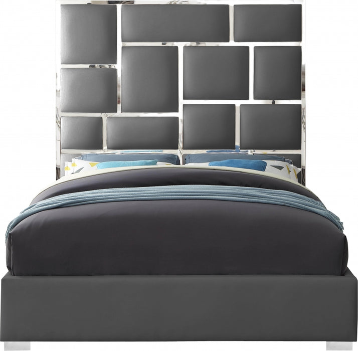 Milan Vegan Leather King Bed Grey - MilanGrey-K