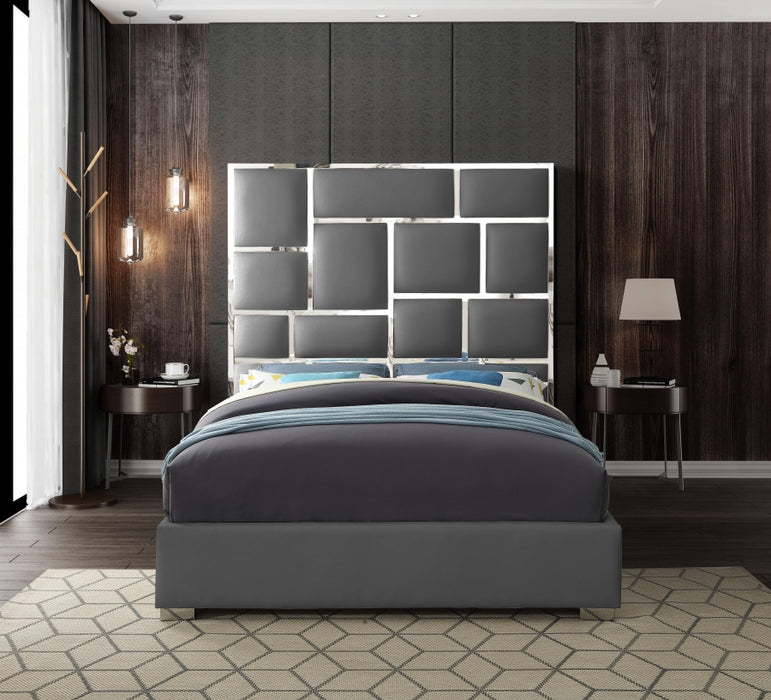 Milan Vegan Leather King Bed Grey - MilanGrey-K