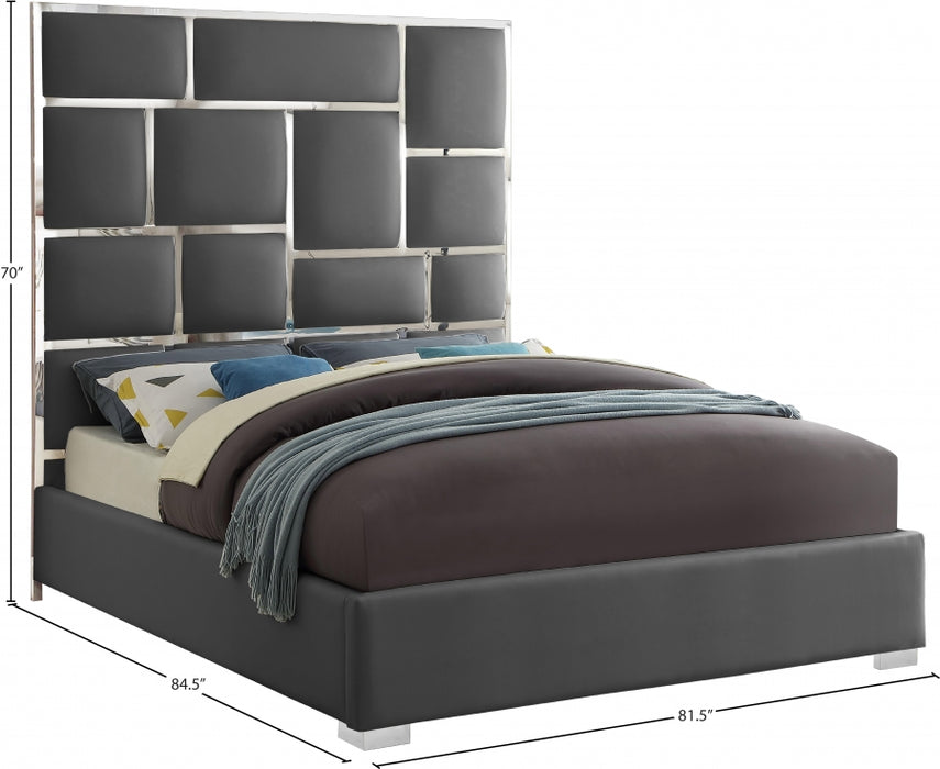 Milan Vegan Leather King Bed Grey - MilanGrey-K