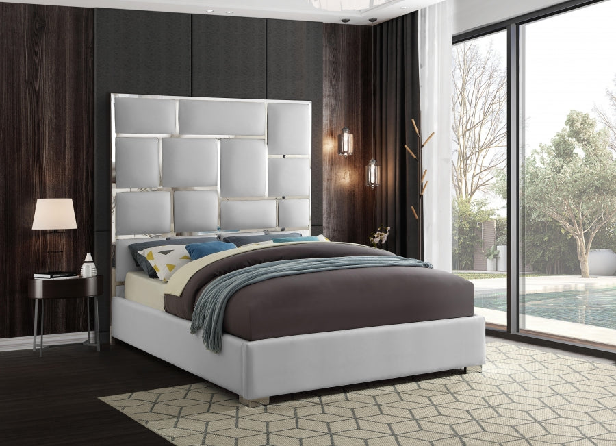 Milan Vegan Leather King Bed White - MilanWhite-K