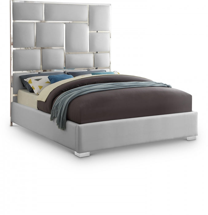 Milan Vegan Leather King Bed White - MilanWhite-K