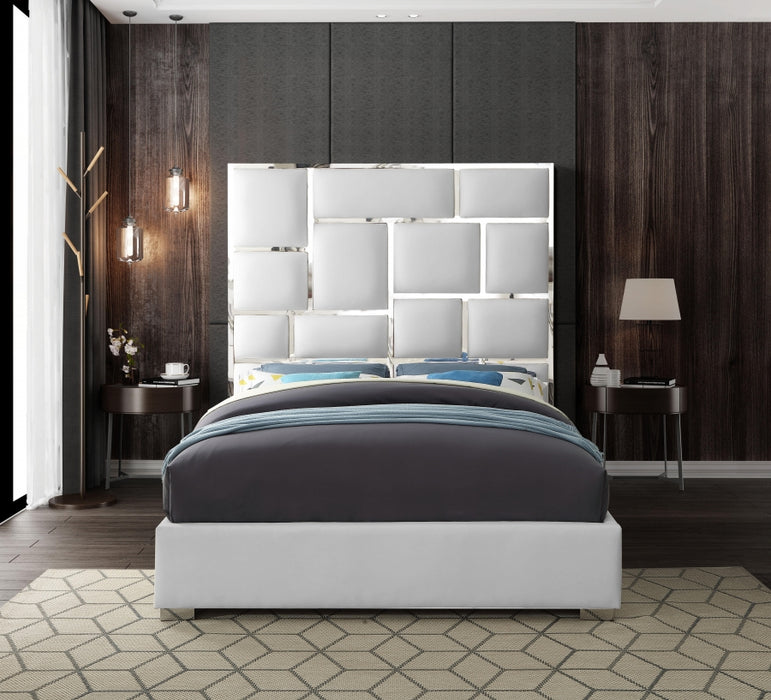 Milan Vegan Leather King Bed White - MilanWhite-K