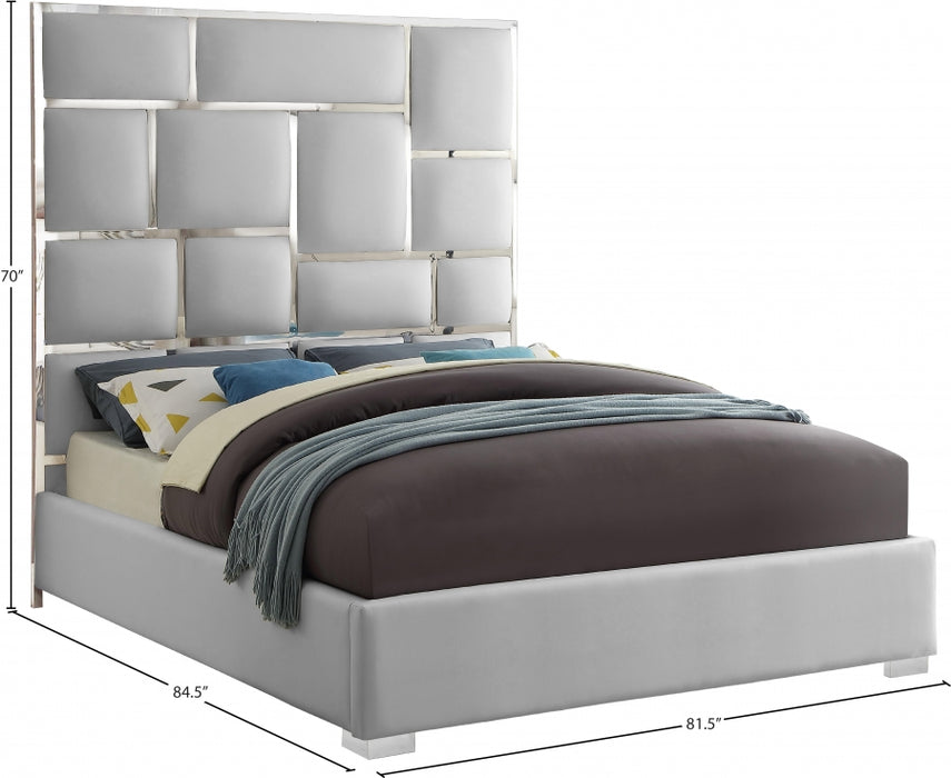 Milan Vegan Leather King Bed White - MilanWhite-K