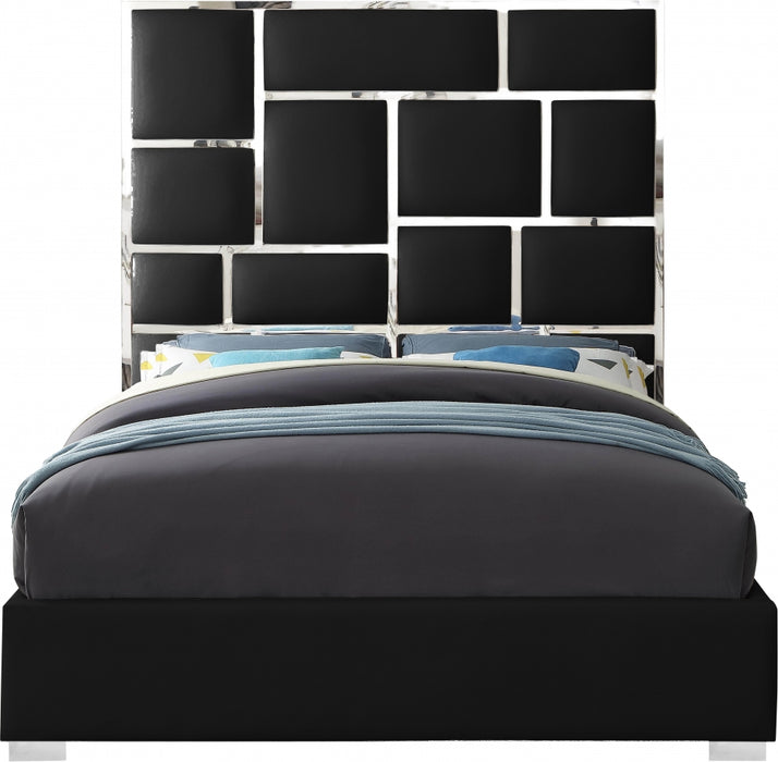 Milan Vegan Leather Queen Bed Black - MilanBlack-Q