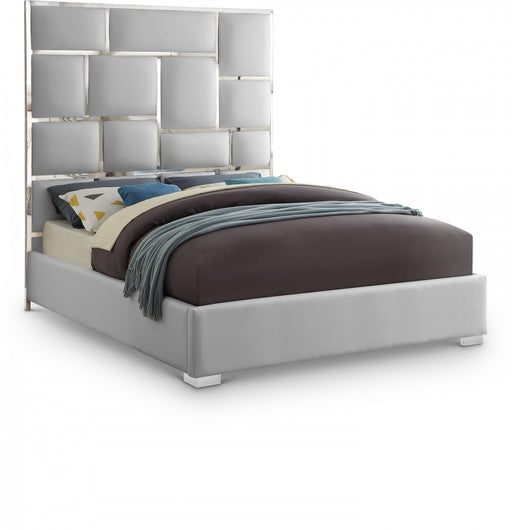 Milan Vegan Leather Queen Bed White - MilanWhite-Q