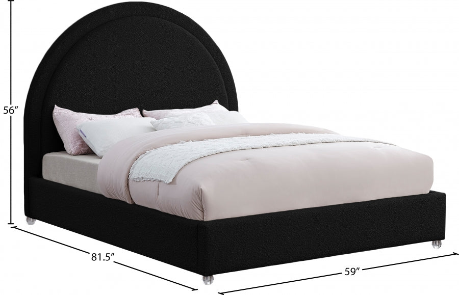 Milo Boucle Fabric Full Bed Black - MiloBlack-F