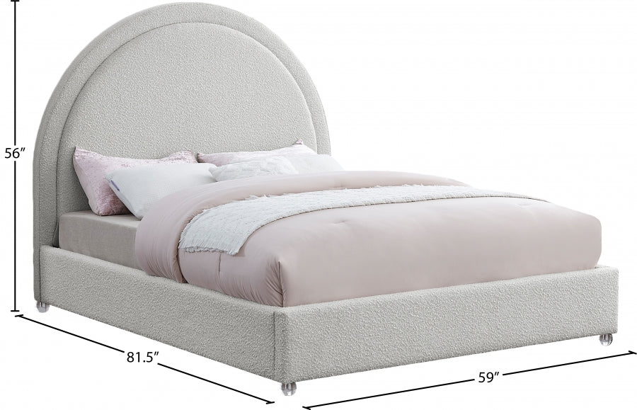 Milo Boucle Fabric Full Bed Cream - MiloCream-F