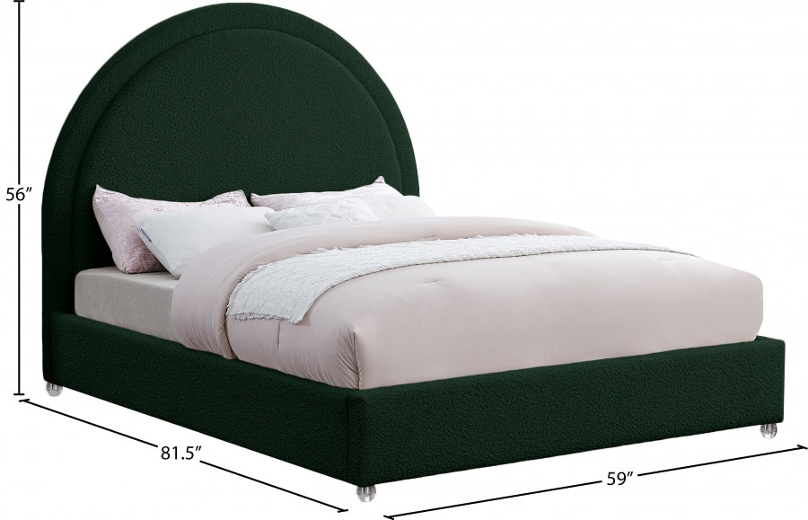 Milo Boucle Fabric Full Bed Green - MiloGreen-F