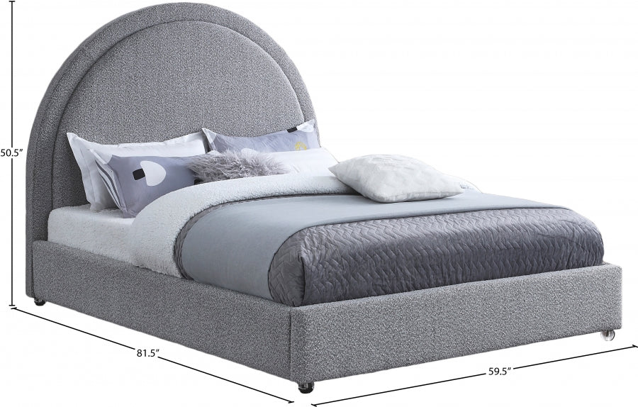 Milo Boucle Fabric Full Bed Grey - MiloGrey-F