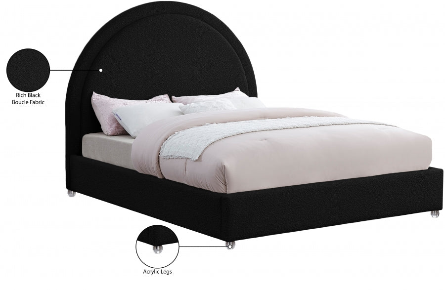 Milo Boucle Fabric King Bed Black - MiloBlack-K