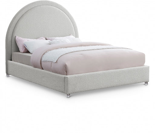 Milo Boucle Fabric King Bed Cream - MiloCream-K