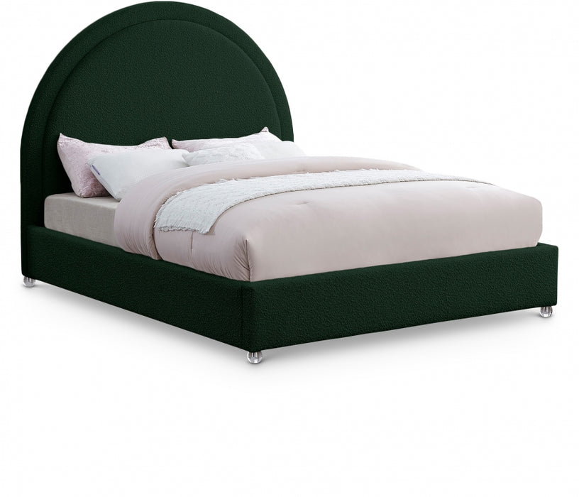 Milo Boucle Fabric King Bed Green - MiloGreen-K