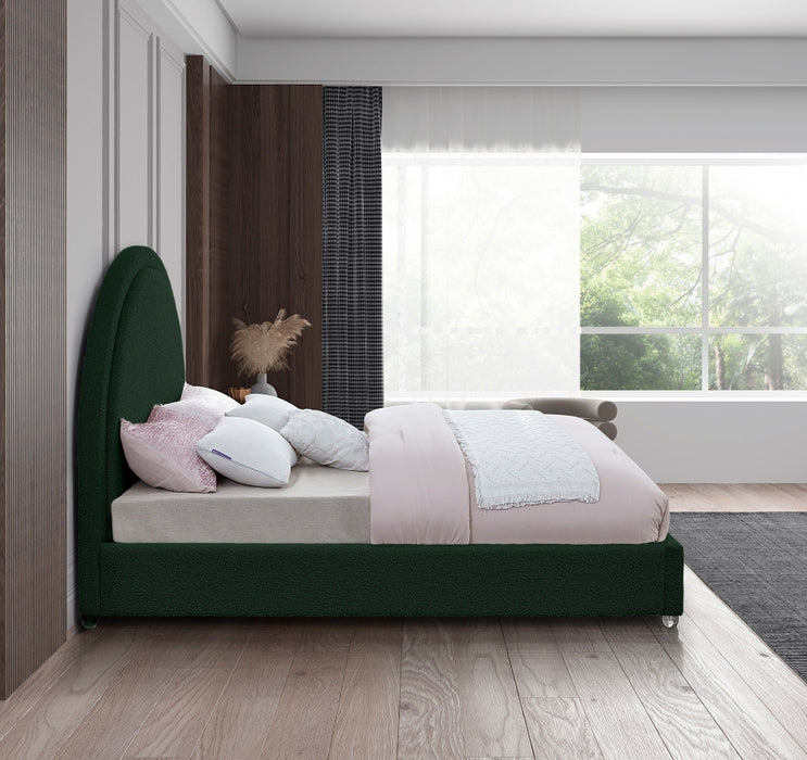 Milo Boucle Fabric King Bed Green - MiloGreen-K