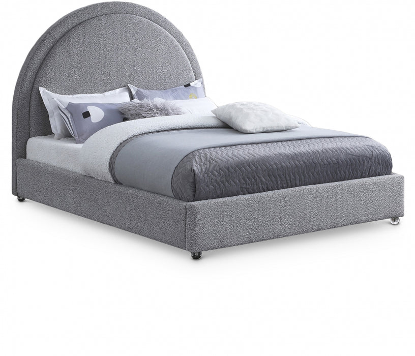 Milo Boucle Fabric King Bed Grey - MiloGrey-K