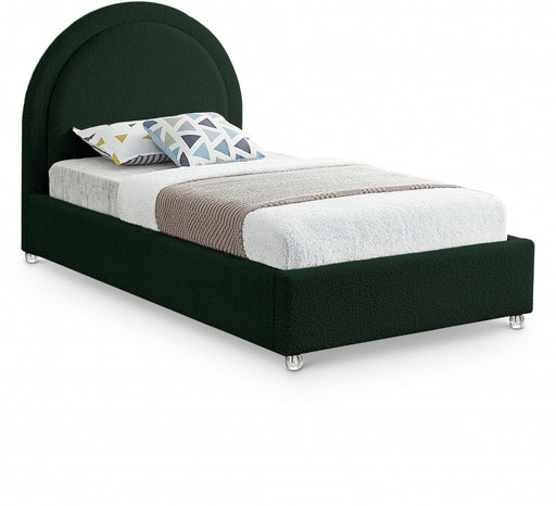 Milo Boucle Fabric Twin Bed Green - MiloGreen-T