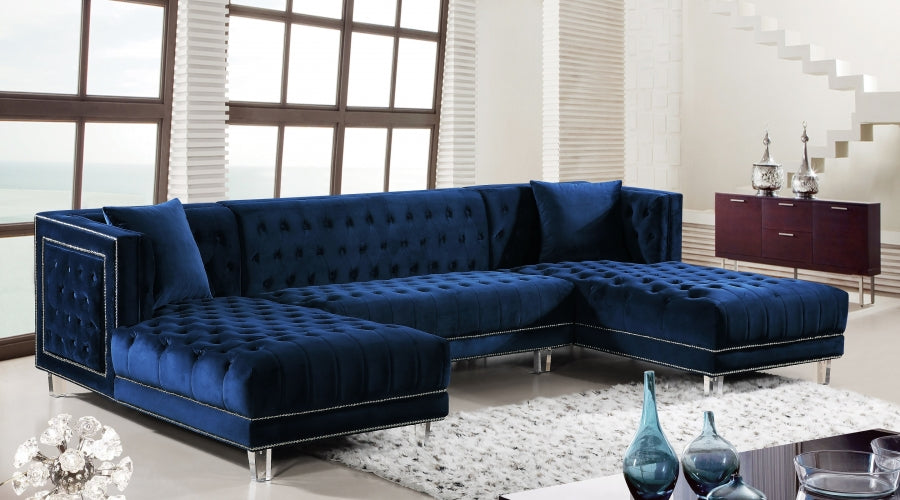 Moda Velvet 3pc. Sectional Blue - 631Navy-Sectional