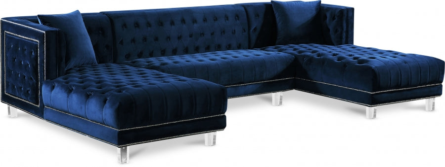 Moda Velvet 3pc. Sectional Blue - 631Navy-Sectional