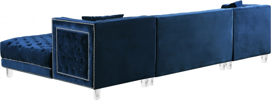 Moda Velvet 3pc. Sectional Blue - 631Navy-Sectional