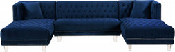 Moda Velvet 3pc. Sectional Blue - 631Navy-Sectional